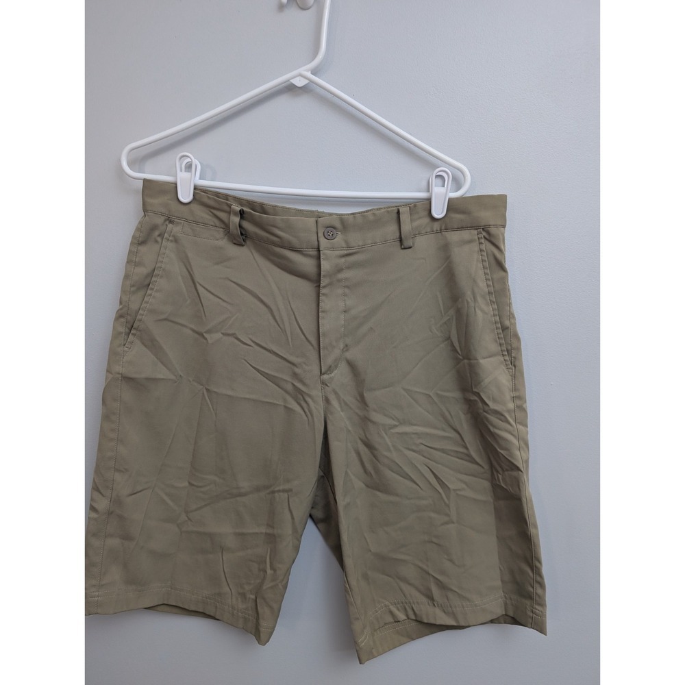 D6 Nike Golf Shorts Mens 34 Dri-Fit UV Flat Front Chino Tan Khaki